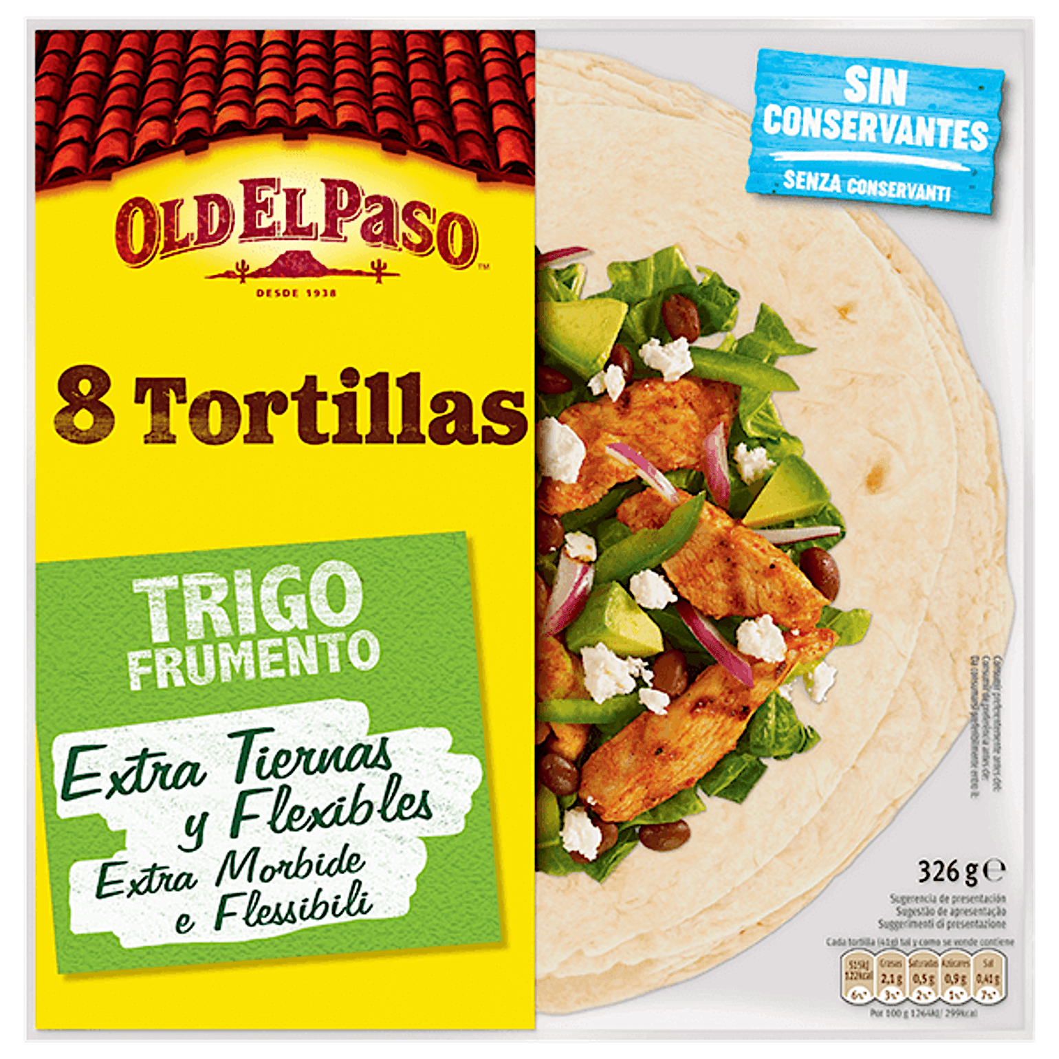 una confezione di tortillas Old El Paso 8, 326 g